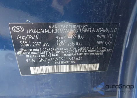 2018 Hyundai Sonata Sel z USA, uszkodzony, nr VIN 5NPE34AF9JH646634